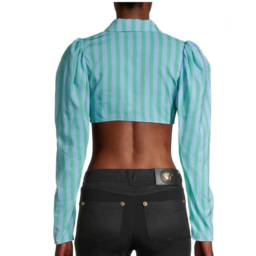 WeWoreWhat Striped Cropped Cotton-Blend Top size M new with tags in bag - Picture 2 of 5